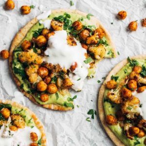 Roasted Veggie Pitas & Avocado Dip